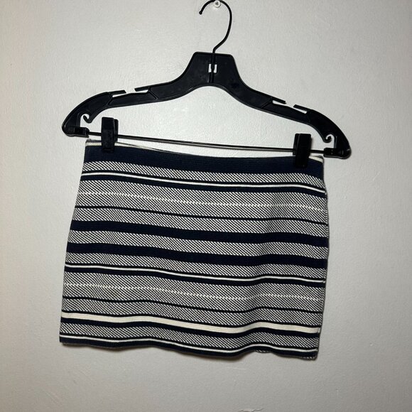 Zara Trafaluc Navy & White Striped Knit Mini Skirt – Size S - Picture 5 of 9